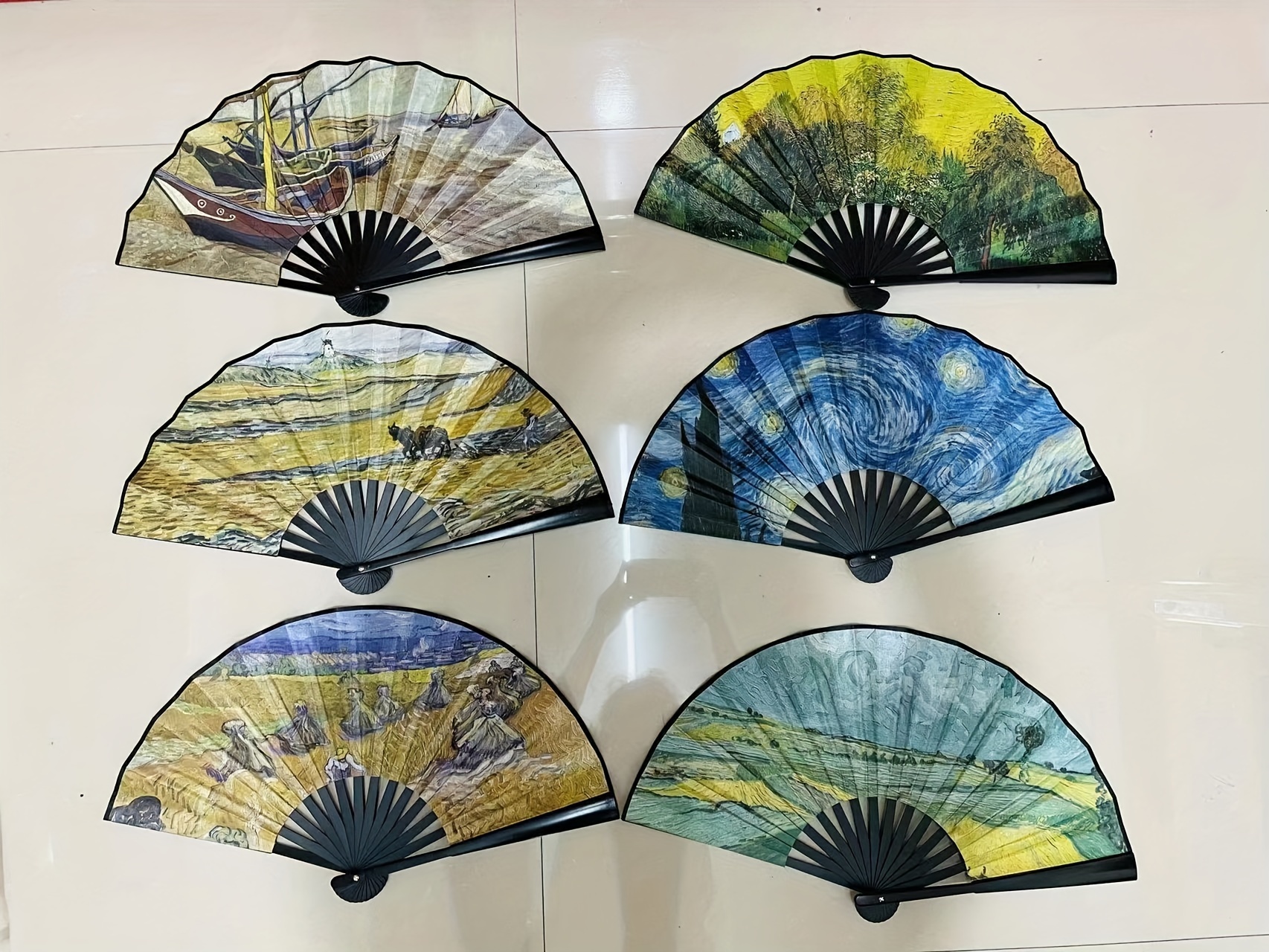 1PC Elegant Printing Hand Fan Landscape Printed Folding Fan Dancing Performance Cheongsam Dressing Accessories details 12