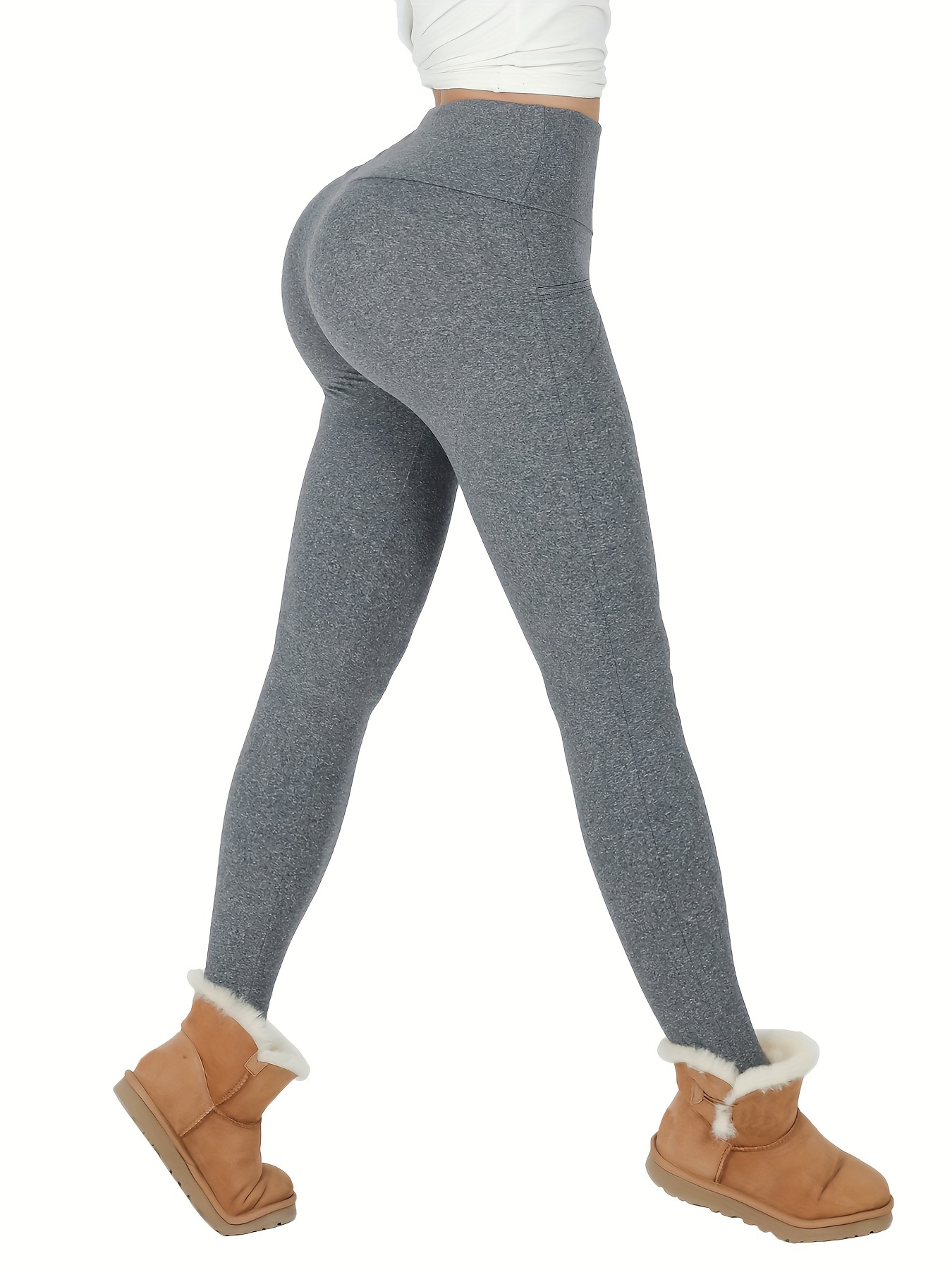 pseurrlt Fleece Lined Leggings Women Water Resistant Thermal Yoga Pants  High Waisted Warm Athletic Running Leggings Pockets 