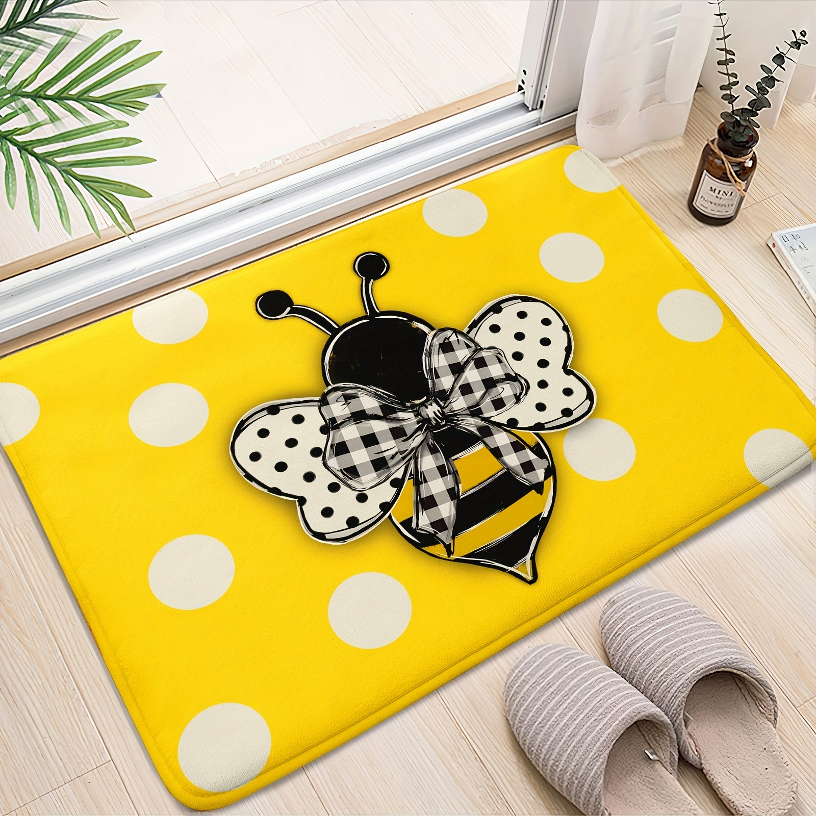 Black White Bath Mat, Minimalist Black Polka Dot Bathroom Rug, Black Dot  Bathroom Decor, Soft Microfiber Non-slip Shower Mat 