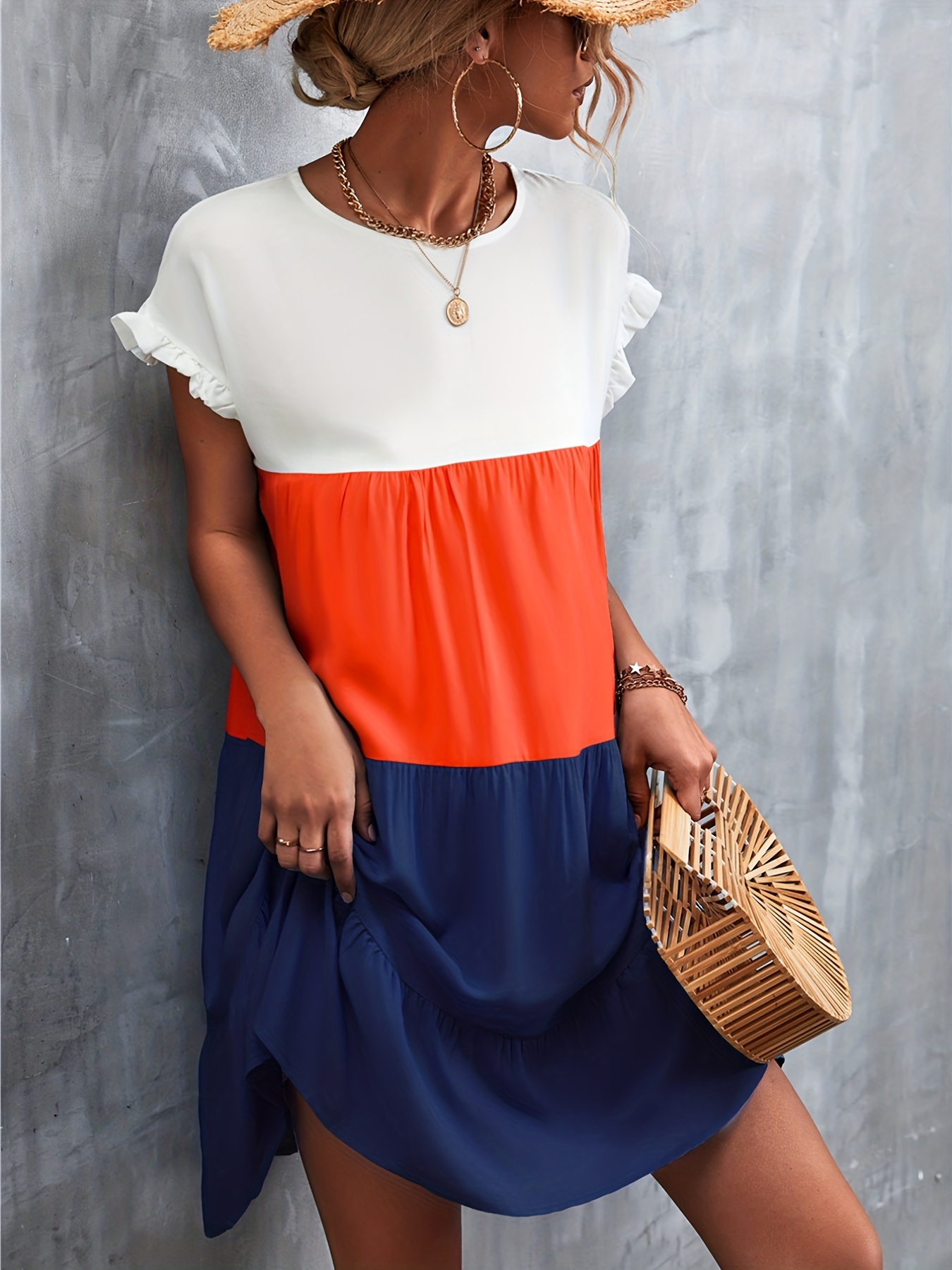 Loose Fit Ruffled Color Block Dress – ALELLY