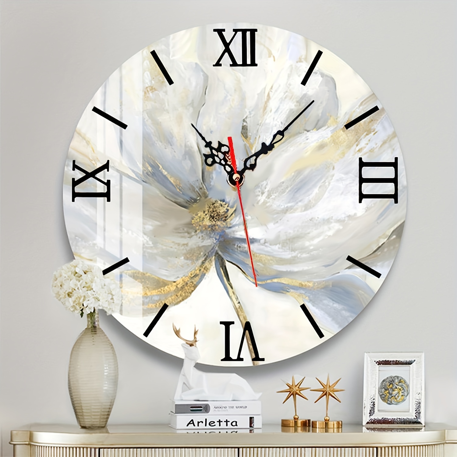 Round Epoxy Silicone Wall Clock Roman Arabic Numeral Clock Mold Crystal Gel  Dripping Living Room Hanging Ornaments Handmade Resin Silicone Mold Type 1