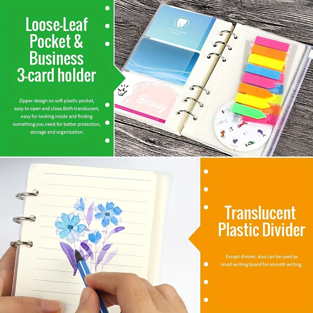 Notebook Paper Binder Divider A5 A6 Transparent 6 Holes Planner Accessories  Kit