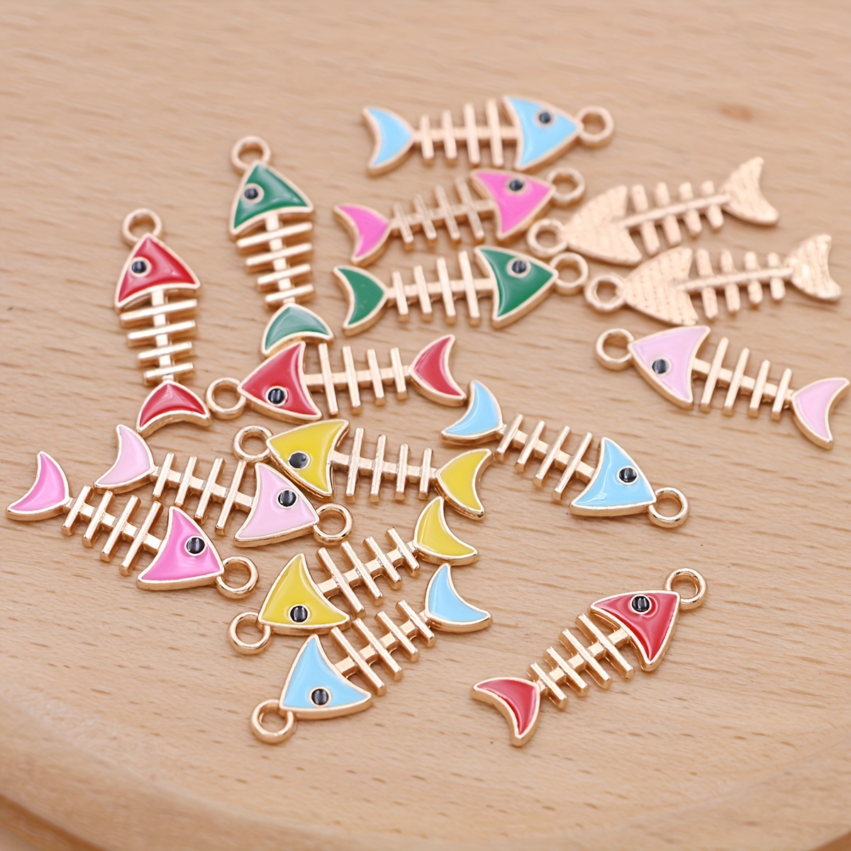 

20pcs Mix Enamel Charms Fishbone Pendants Marine Style Colorful Fish Bone Charms For Jewelry Making Diy Handmade Necklace Earrings Accessories Small Business Supplies