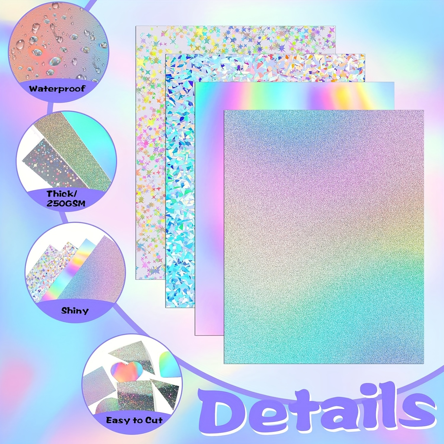 40sheets/set Holographic Cardstock 8.2 X 11.6in Metallic Cardstock Glitter  Shiny Iridescent Mirror Paper Thick Card Stock Paper For Crafts, Card  Making, Party Decoration - Arts, Crafts & Sewing - Temu