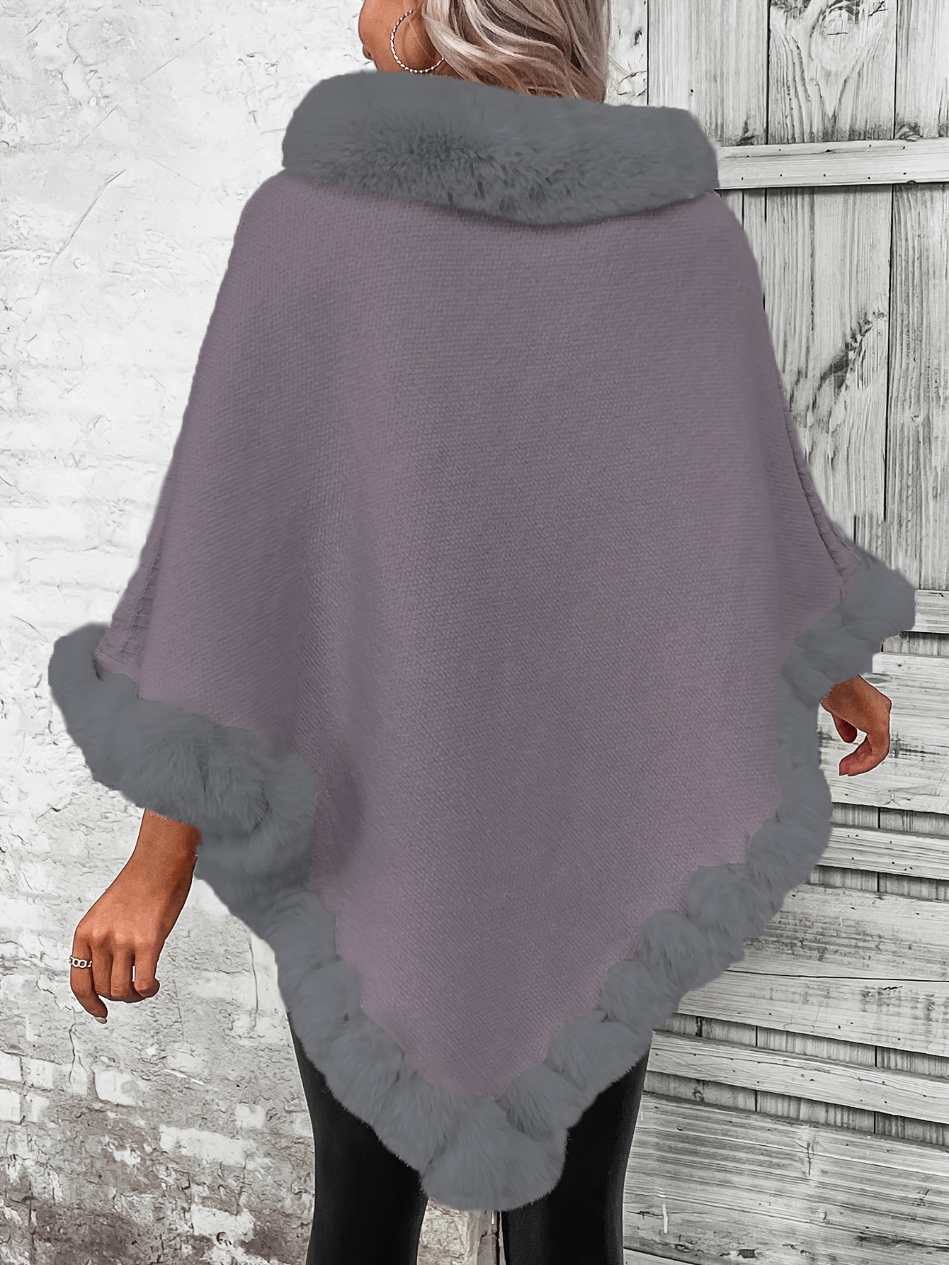 Comprar Tops de capa de punto con cuello vuelto de tortuga para mujer,  poncho tipo chal de invierno para mujer, jersey de talla grande