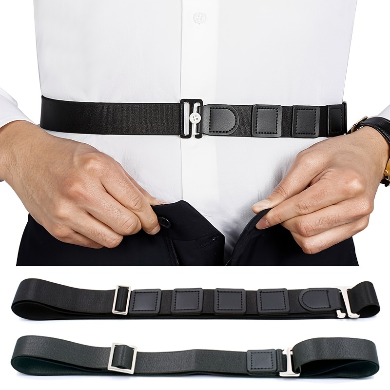Unisex Free Size Shirt Tucker Shirt Stay Belt (Black, Adjustable Size)