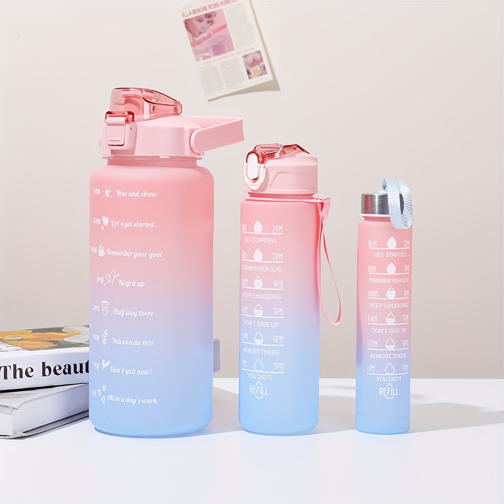 

3pcs, Motivational Water Bottles Set, 280ml/750ml/2000ml Water Bottles, Sports Water Cups, Portable Drinking Cups, Summer Drinkware, For Outdoor Camping, Hiking, Fitness, Birthday Gifts