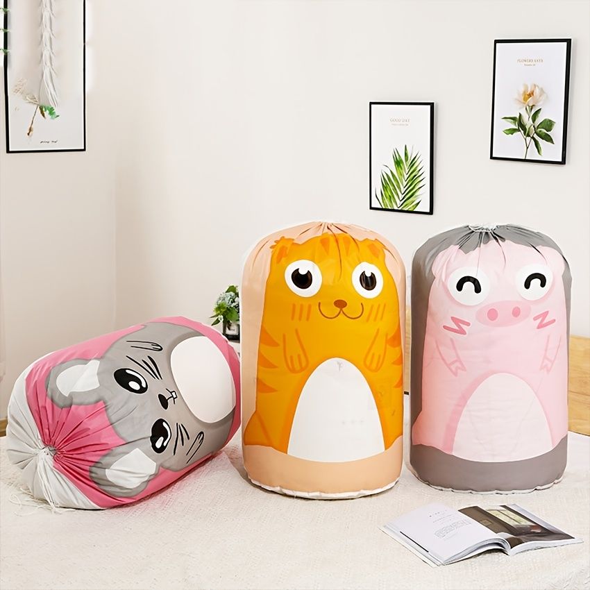 1pc Cartoon Belt Mouth Storage Bag Quilt Clothes Dustproof Quilt Storage Bag  Cylinder Oversized Thickened Packing Bag | High-quality & Affordable | Temu