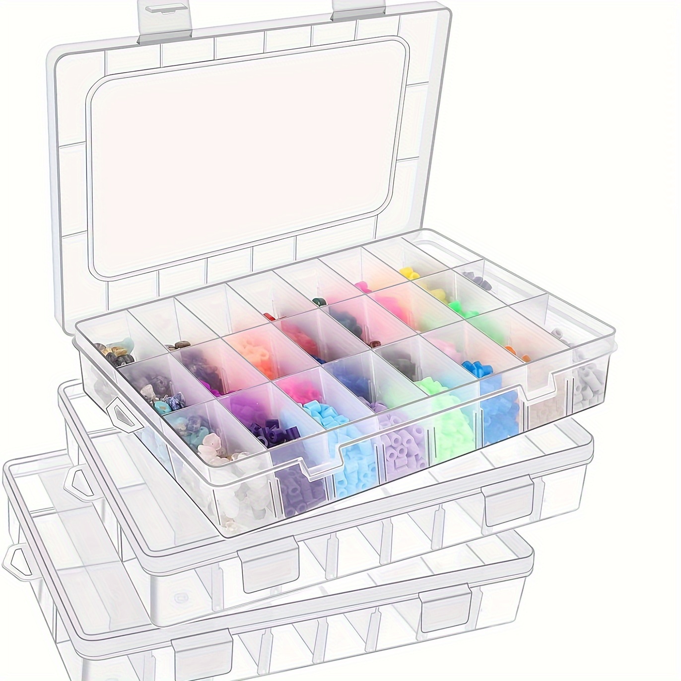  3 Pack Jewelry Organizer Box for Earrings, Clear Plastic Bead  Storage Containers for Crafts (36 Compartments) : Arts, Crafts & Sewing