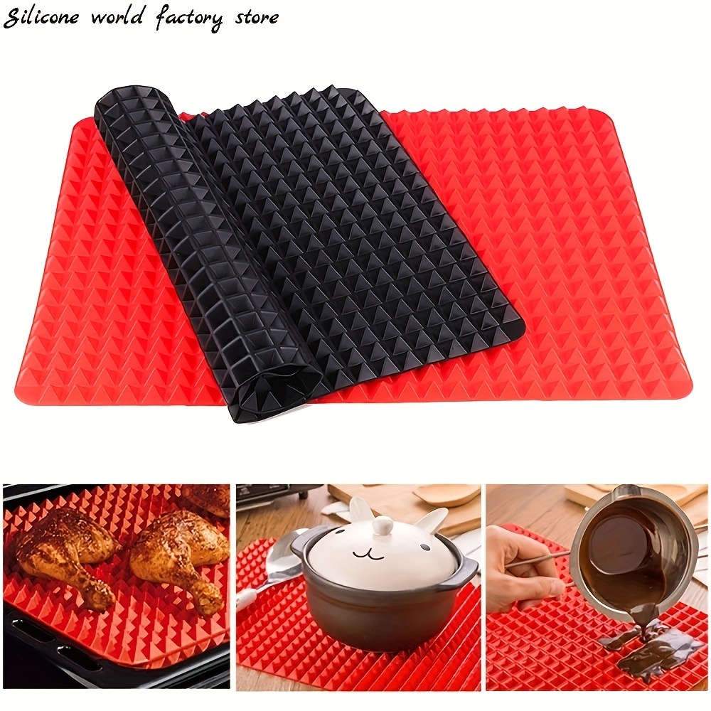 

1pc, Multifunctional Pyramid Silicone Pad - Insulated Bbq, Microwave, And Kitchen Mat - Solid Color Design For Easy Cleaning And Protection
