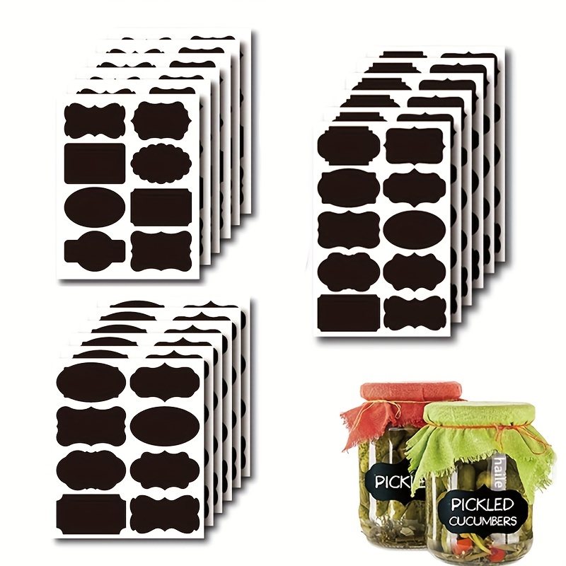 Chalkboard Labels ,120 Pcs Waterproof Reusable Blackboard Sticker with 1  Free Erasable Chalk Markers for Storage Bins, Glass Jars, Canisters,  Bottles,Crafts, Baskets 