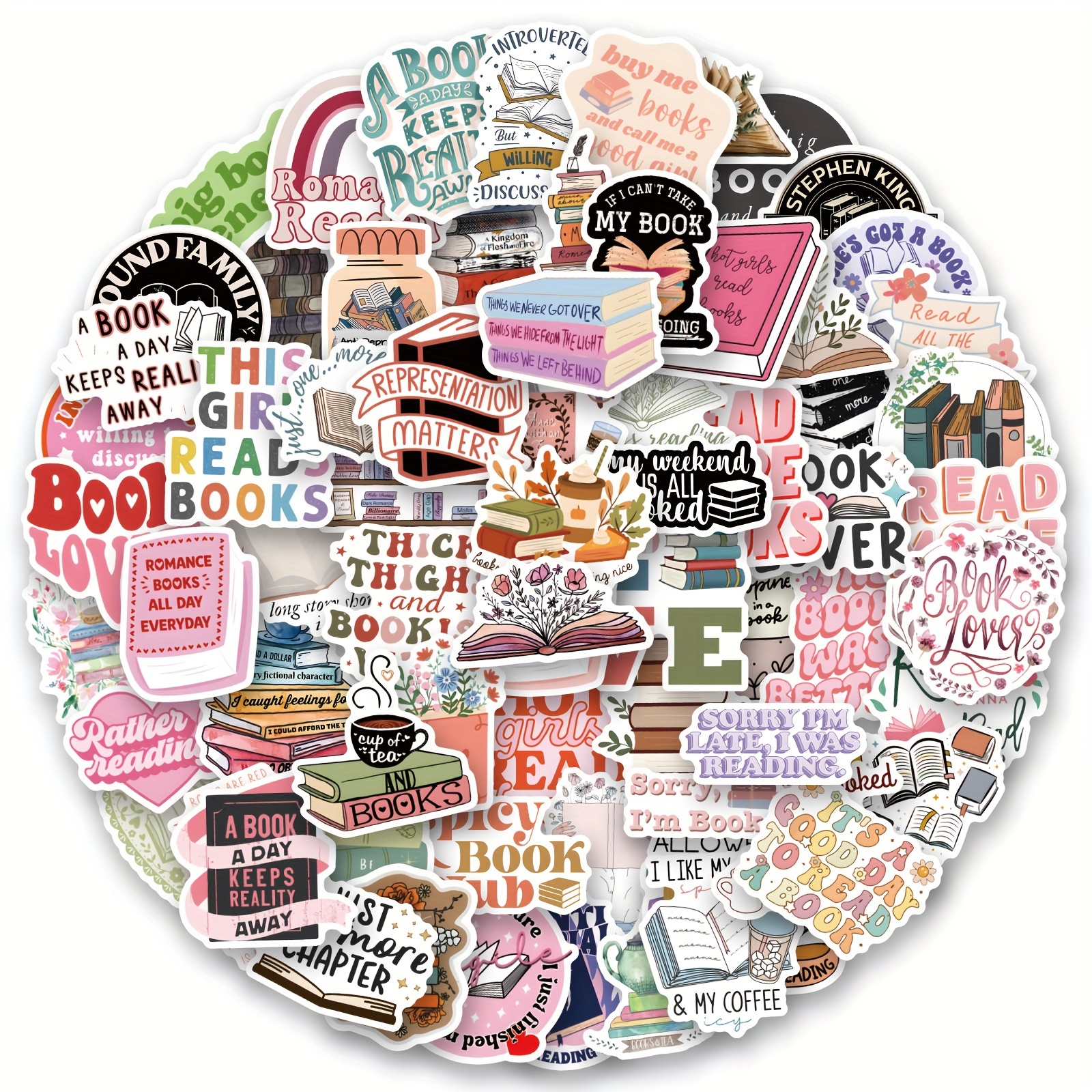 Book Stickers Pack Water Bottle Laptop Book Gifts Reading - Temu