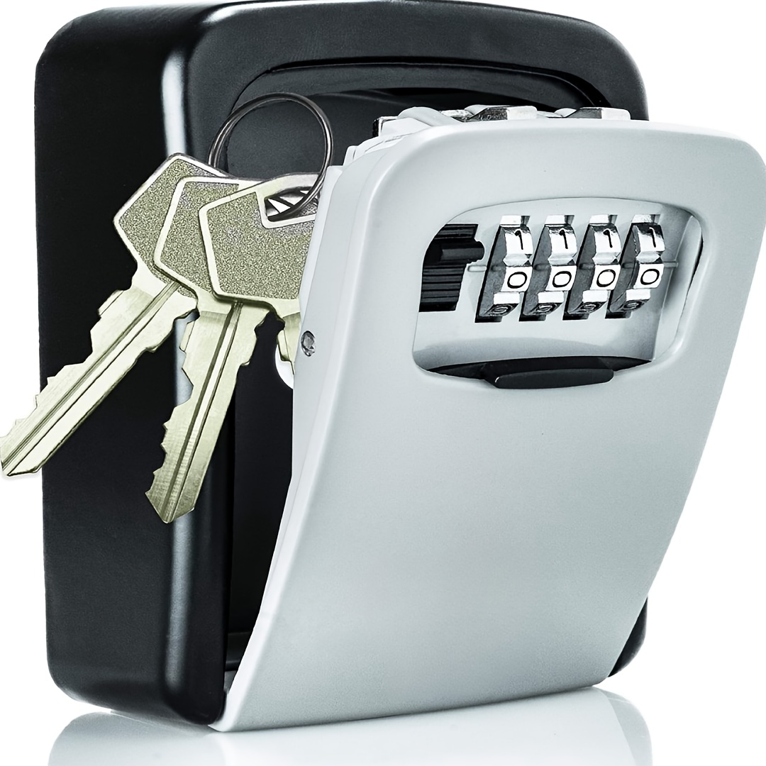  Caja de bloqueo de llaves para montaje en pared exterior, caja  de almacenamiento de llaves de repuesto impermeable, caja de almacenamiento  de llaves de combinación de 10 dígitos para el hogar