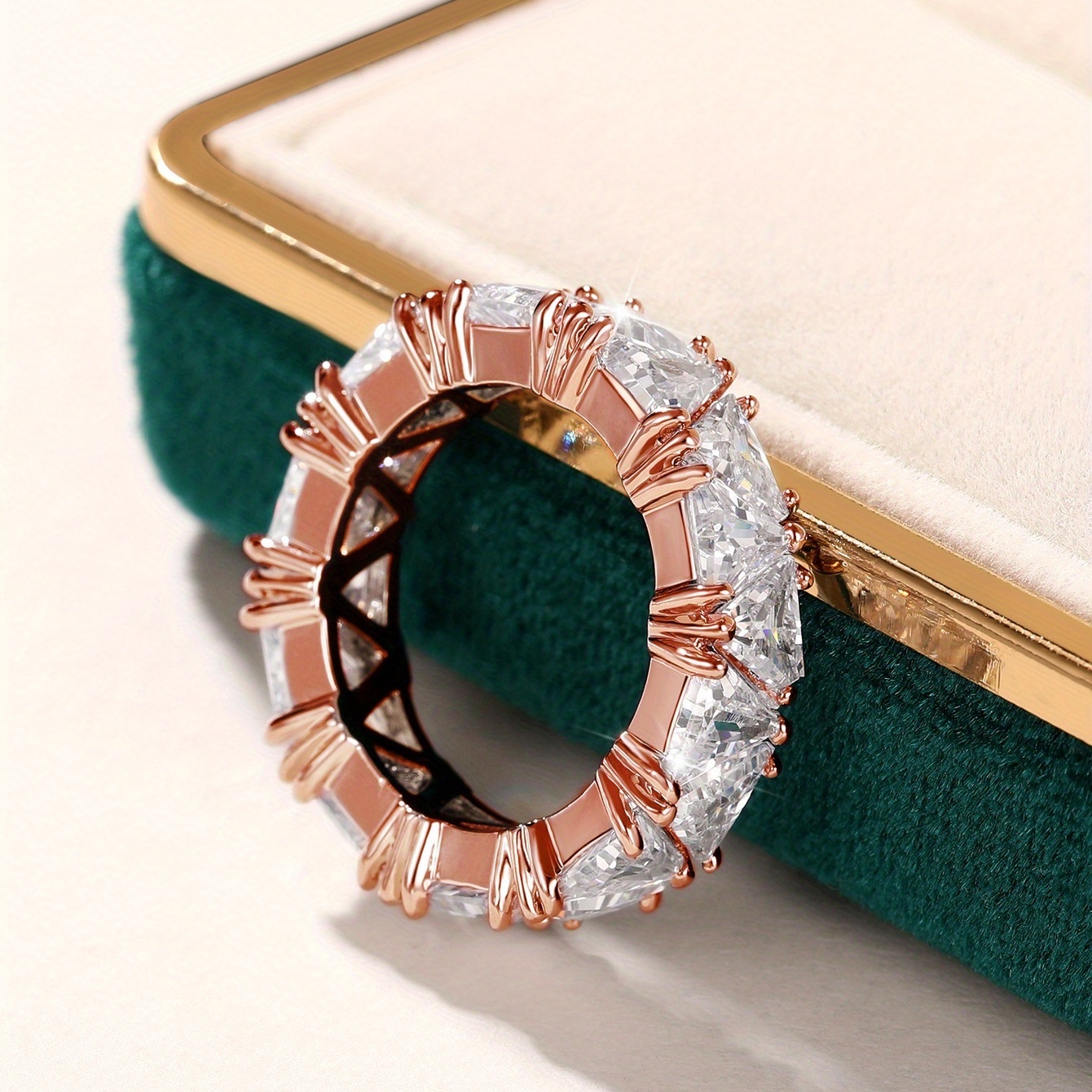 Triangle Zircon Ring, 18K Plated Promise Ring