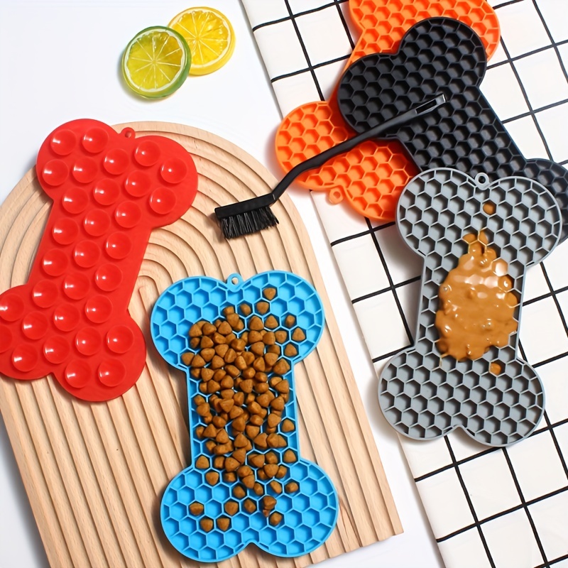 

Bone Shaped Dog Licking Pad, Silicone Slow Feeder Dog Lick Mat, Boredom And Dog Feeding Mat With Non-slip Suction Cups