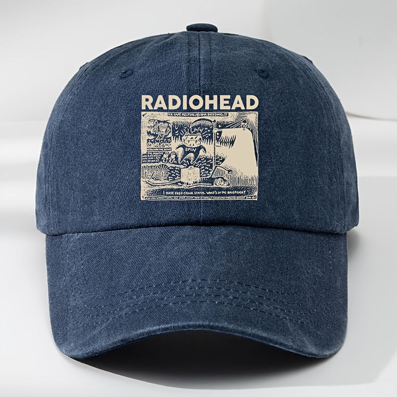 Retro Cotton Baseball Men's Radiohead Print Distressed - Temu