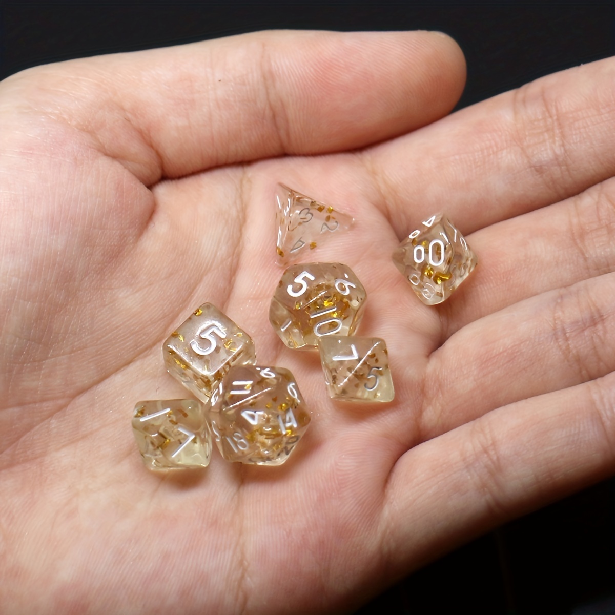 28pcs 4sets Acrylic Golden Foil Board Game Dice Polyhedral Table RPG Dice