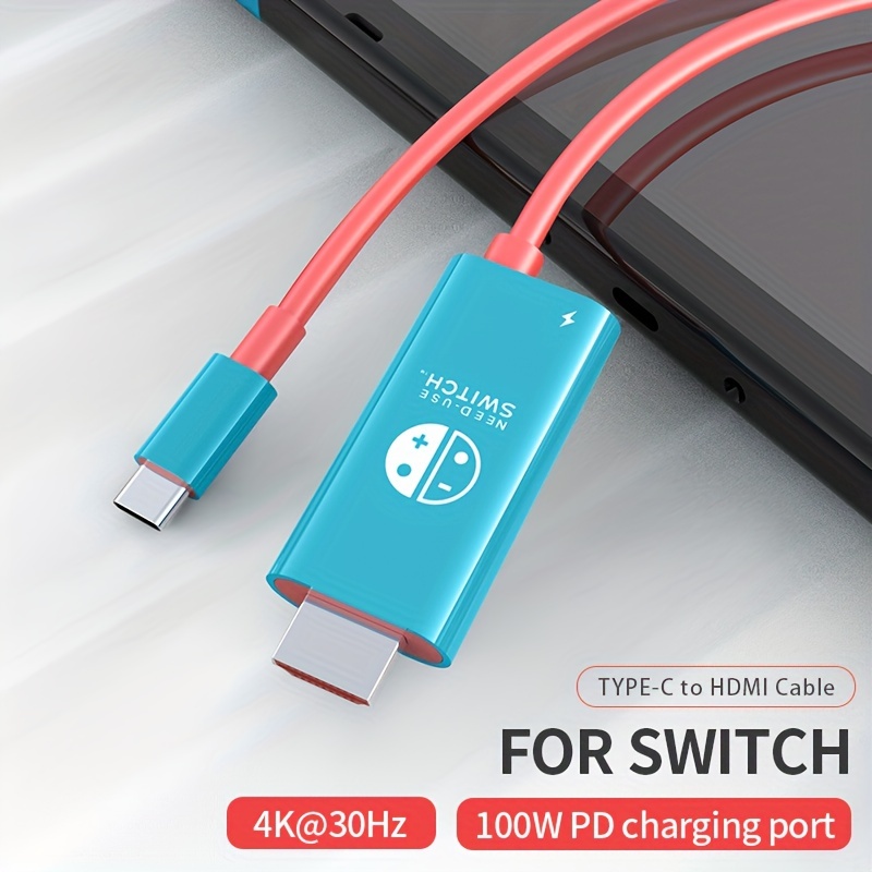 USB C vers connecteur pour câble HDTV pour Switch 2M/6.6FT pour Switch Dock  avec sortie 4K 1080P, port de charge PD 100W, adaptateur USB C vers connec