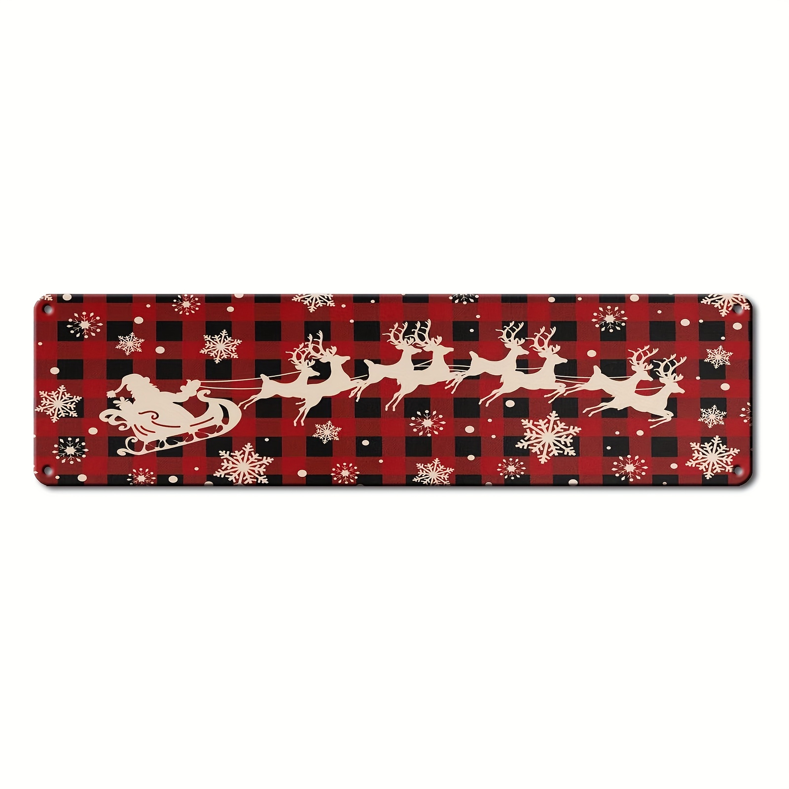 Christmas Red And Black Plaid Snowflake Elk Sleigh Print - Temu