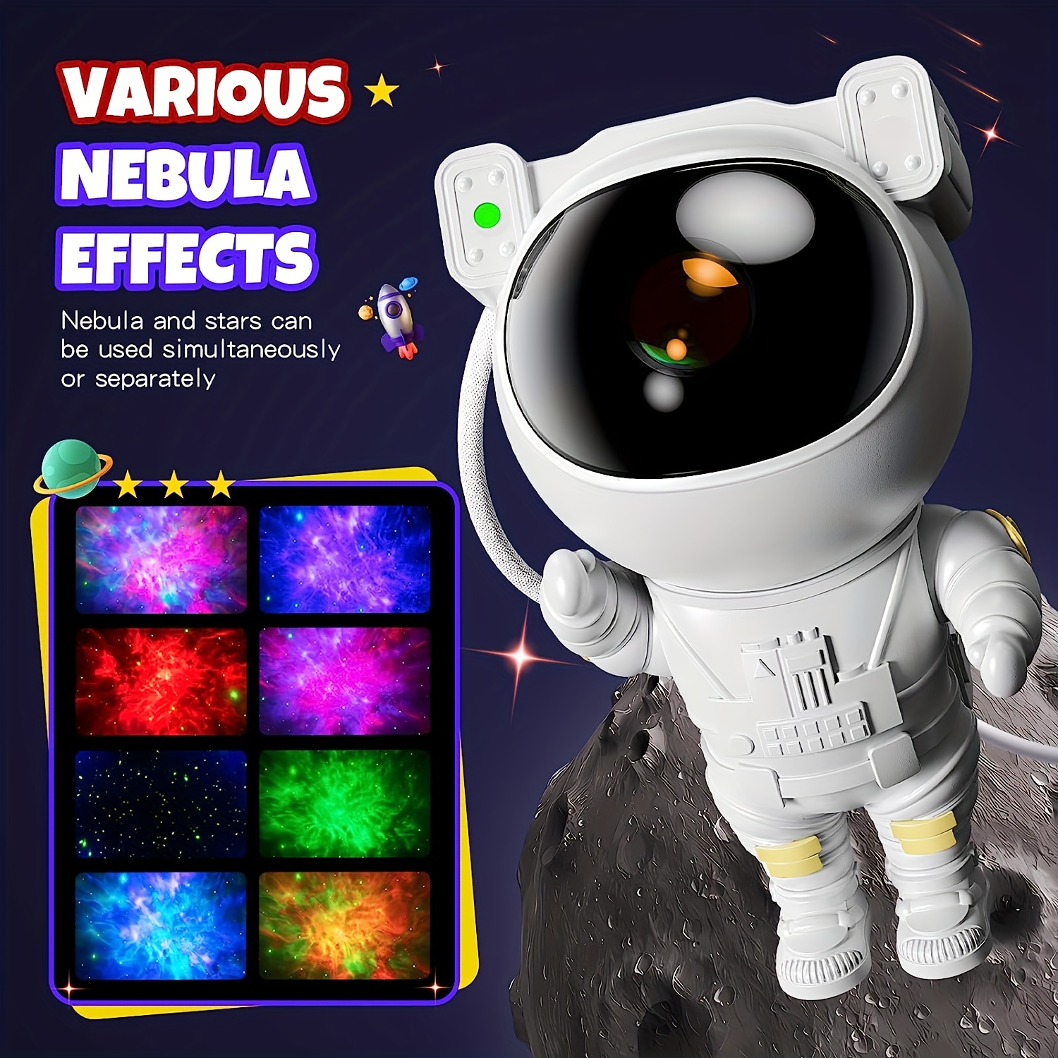 Astronaut Starry Sky Projector, Adjustable Nebula Night Light With