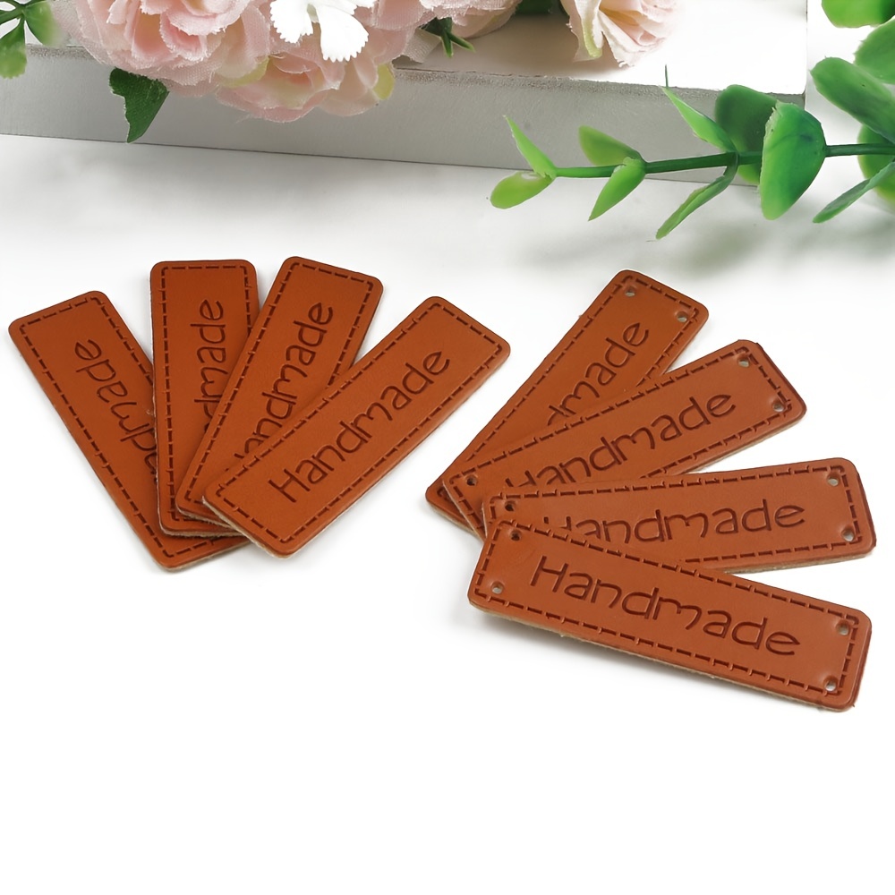Tags Labels Handmade Leather Tag Label Clothes Clothing Crochet Made Items  Sewing Hand Knitting Embossed Retro Sew Pu 