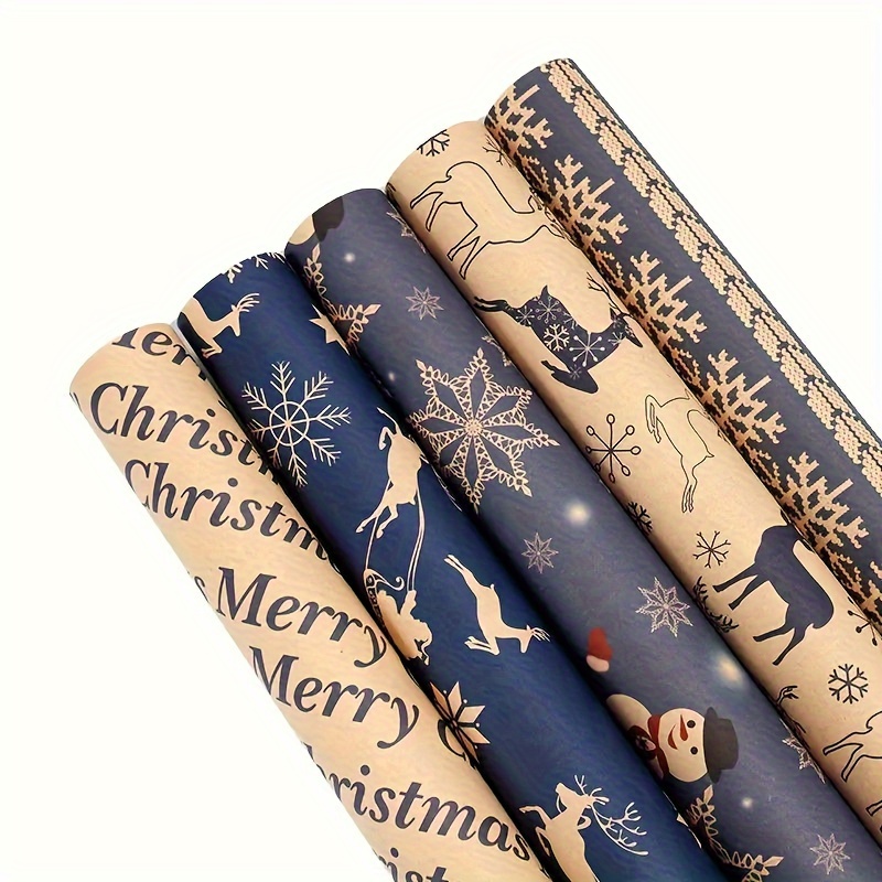 8 Pcs Christmas Wrapping Paper Supplies DIY Craft Gift Wrapper Packaging  Yellow Kraft Papers