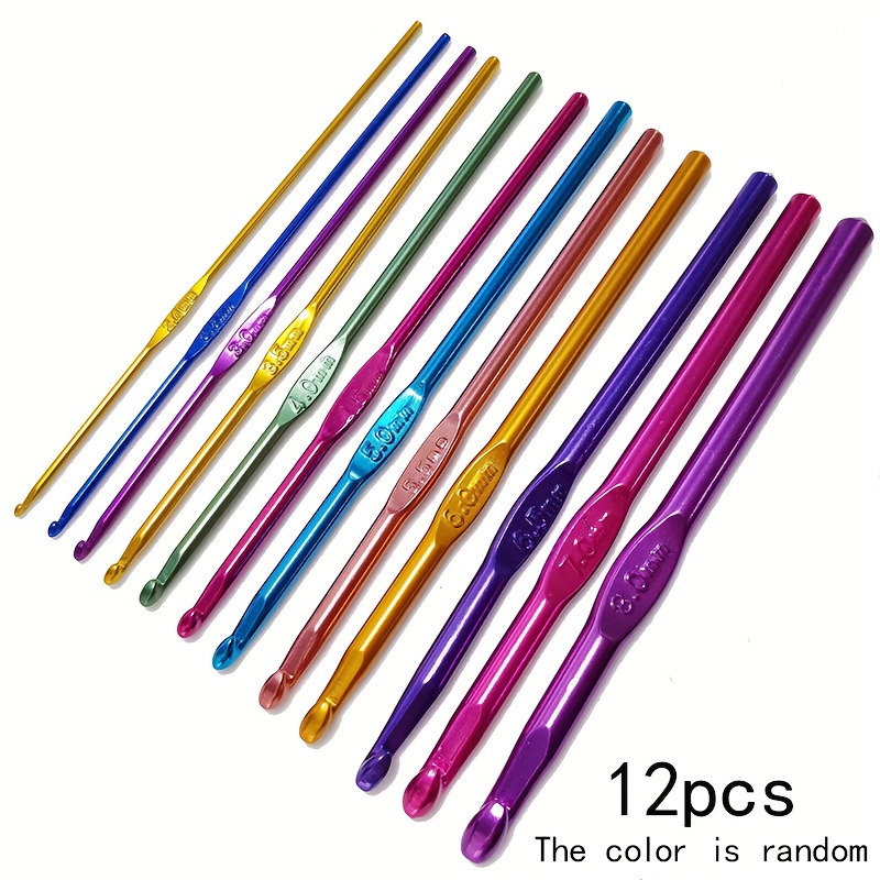 Colorful Aluminum Oxidized Crochet Hook Set Wool Knitting - Temu