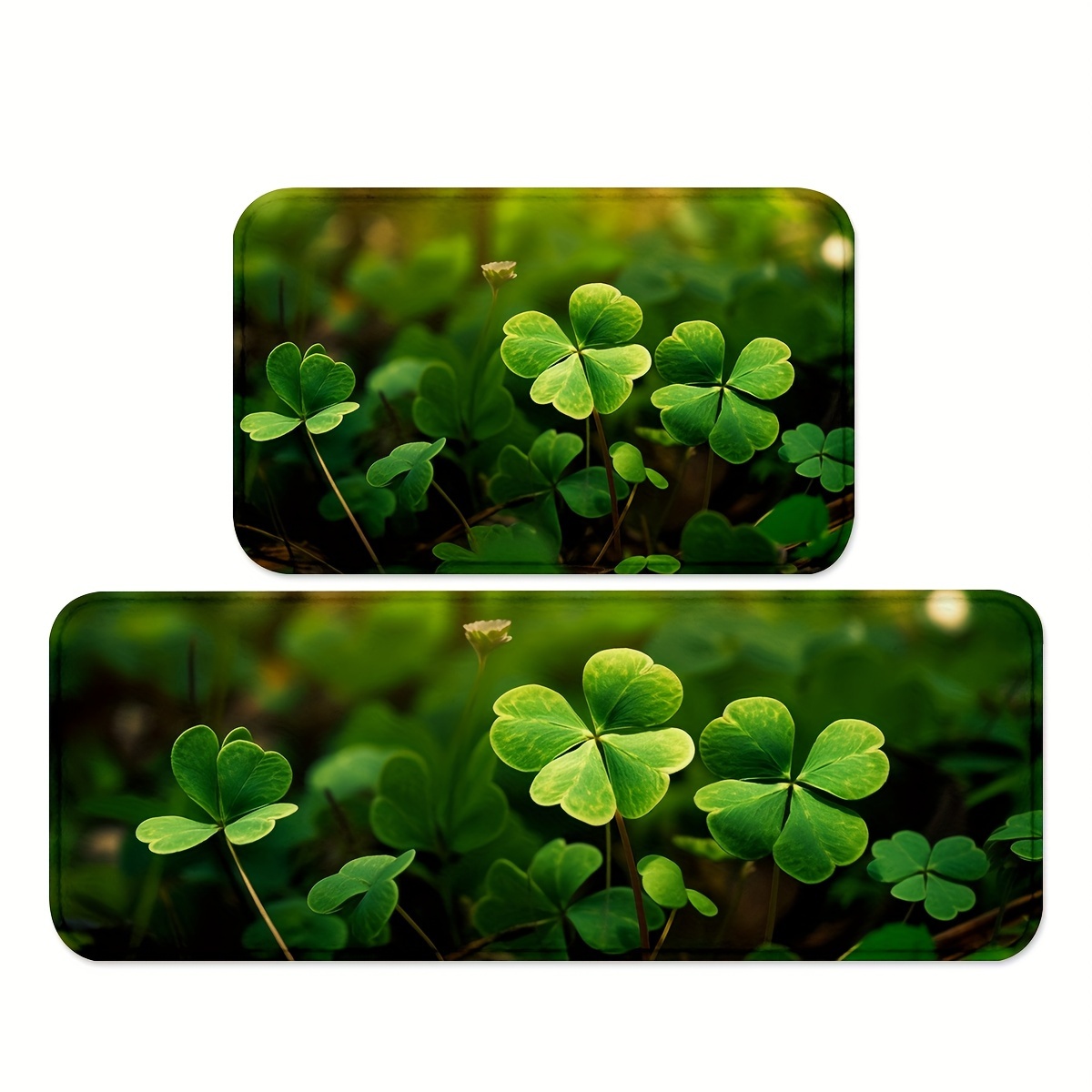 

1/2pcs Fresh Leaf Pattern Kitchen Mats, Anti-skid Foyer Rugs, Cozy Patio Cushions, Carpets For Home Office Sink Spring Decor High Traffic Area St. Patrick's Day Hotel Restaurant Indoors