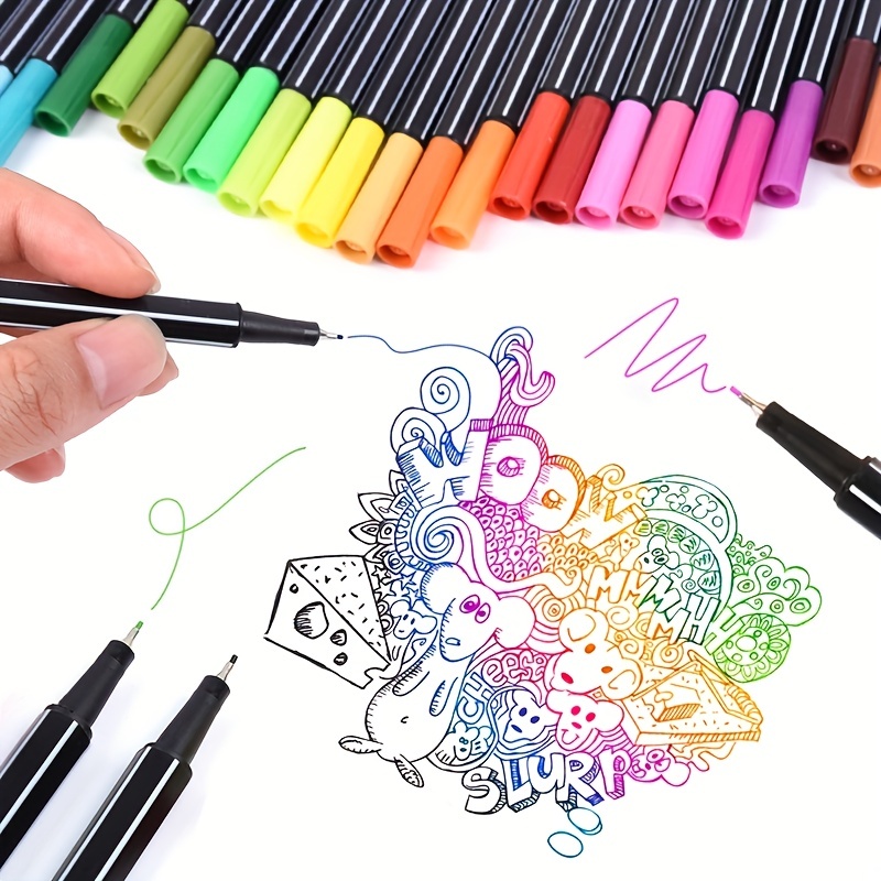 Colored Fineliner Drawings, Fine Tip Pens Journal Pen