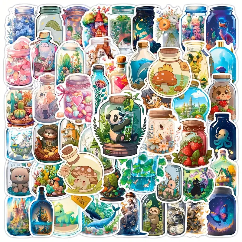 Cute Magic World In The Bottle Stickers Preppy Water Bottle - Temu