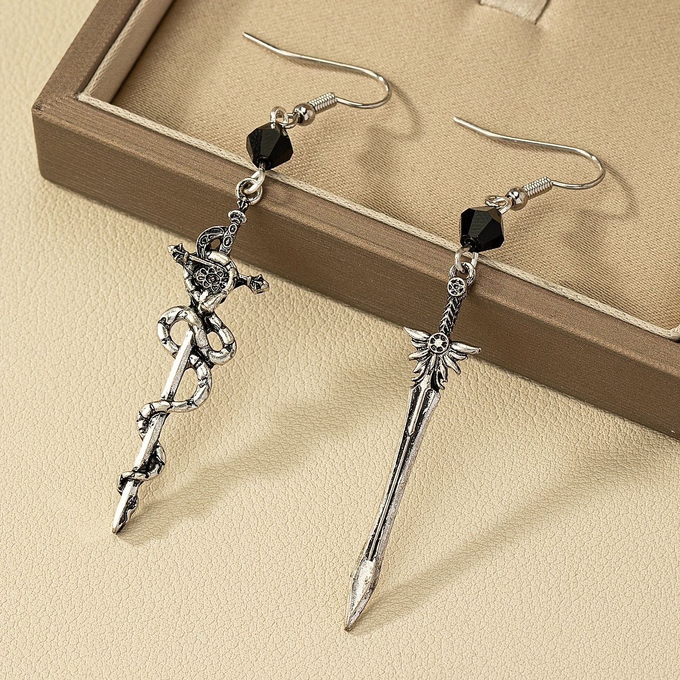 Halloween Gothic Dark Pentagram Snake Wrap Earrings, Creative Gift