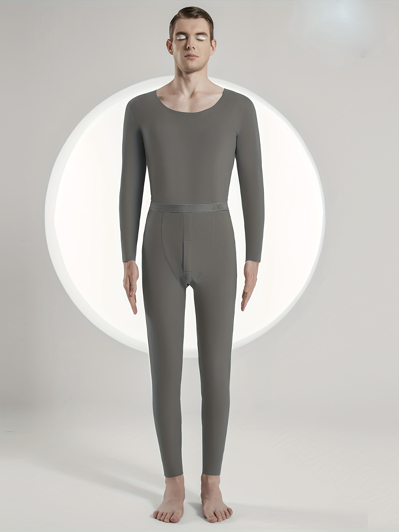 Men's Seamless Thermal Underwear Sets Long Sleeve Solid - Temu Portugal