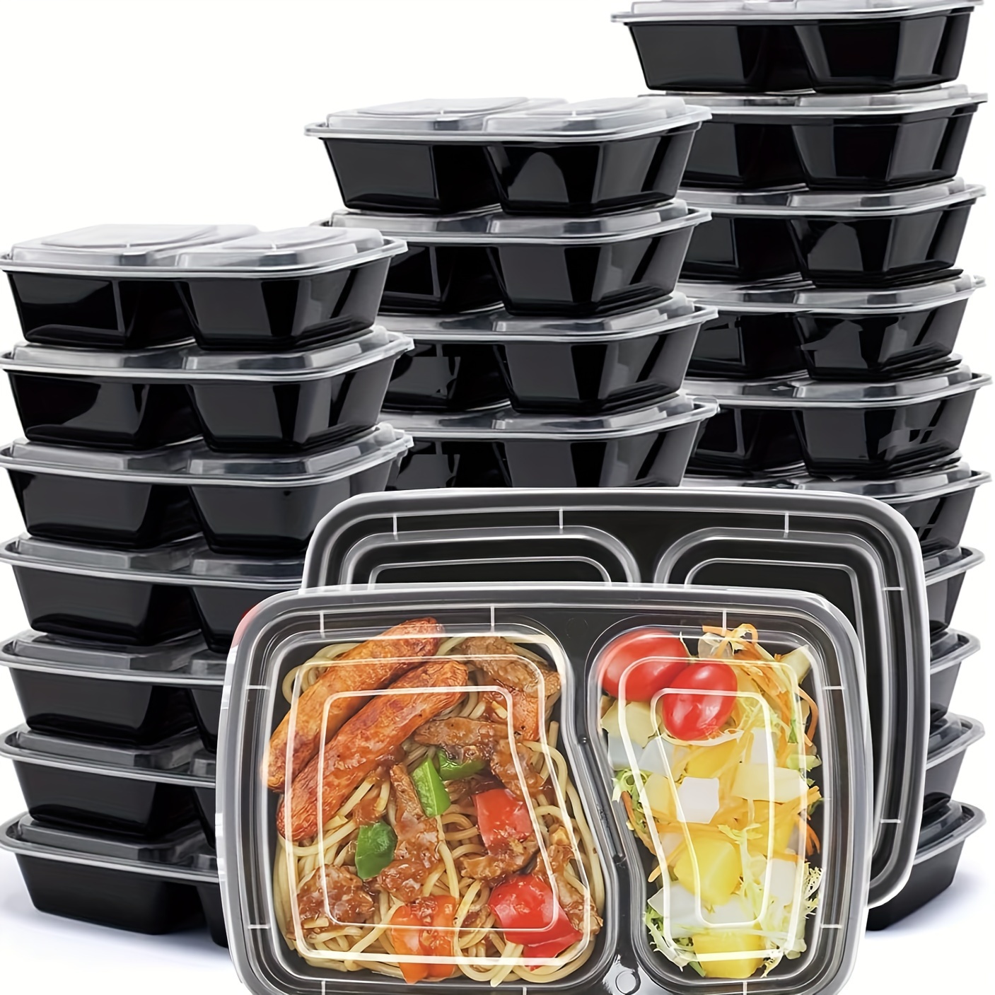 100 Set(200pcs) Meal Prep Reusable Microwaveable 24 oz Food Containers With  Lids