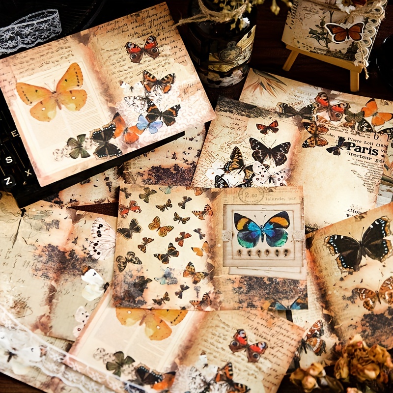 Junk Journal Printable Journal Supplies, Digital Paper Scrapbook Prints,  Vintage Butterflies, Bird Ephemera, Butterfly Papers, Ephemera Pack 