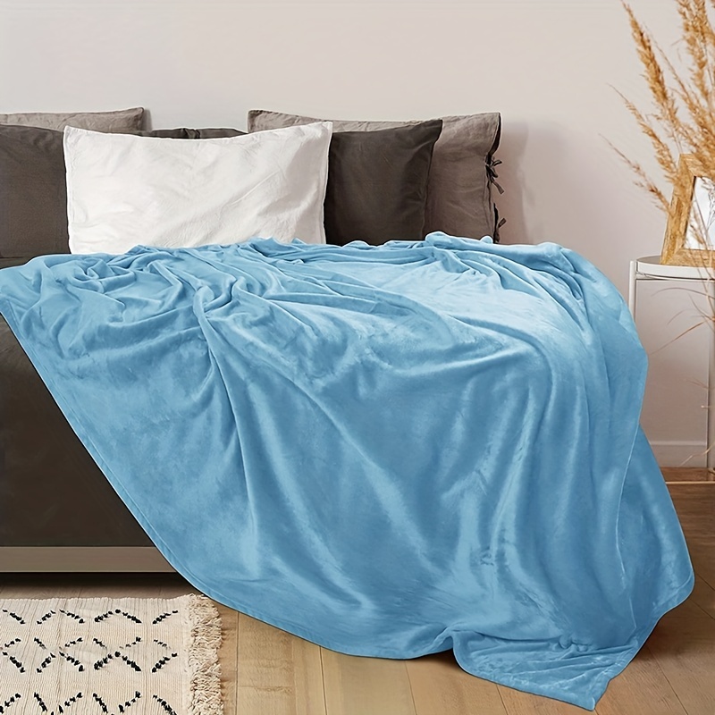 Manta azul para cama, manta suave y ligera