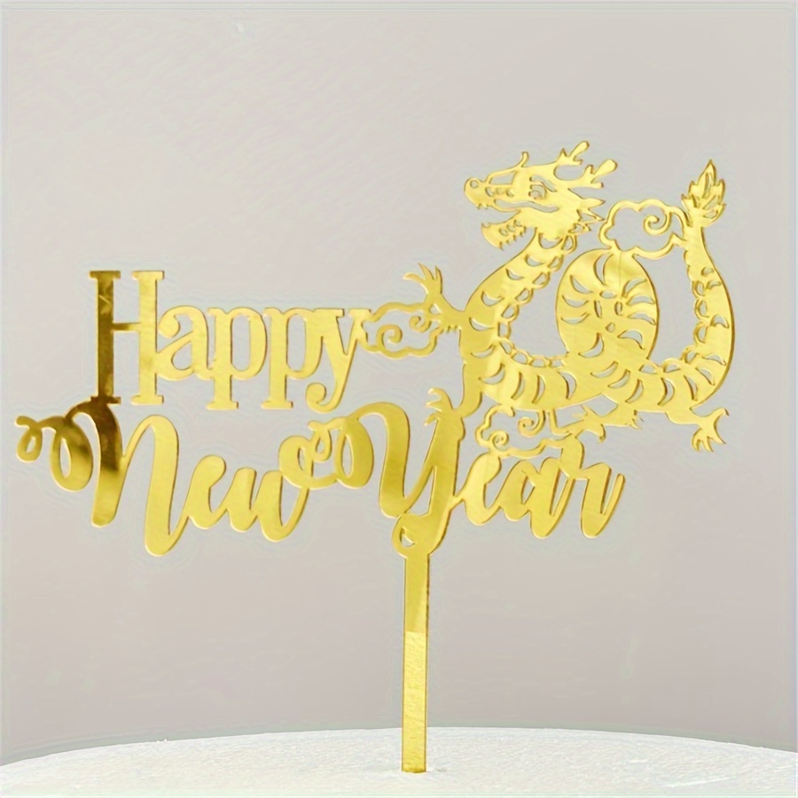 Happy New Year acrylic cake toppers 2024 Gold – Baking Treasures Bake Shop
