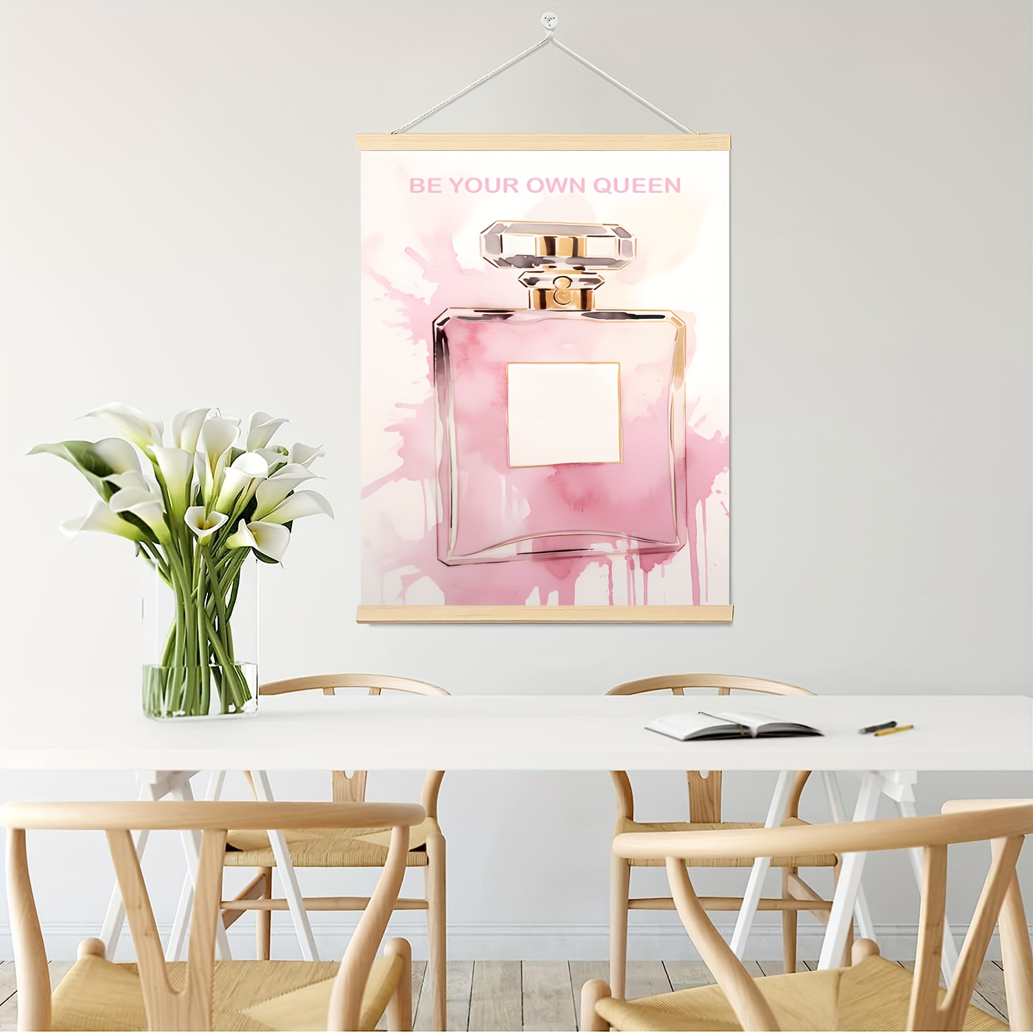 Fashion Glam Wall Art Decor Prints - Chanel Pink Wall Decor For Girls  Bedroom Makeup Room - Glam Decor Wall Posters - Perfume Handbag Makeup Art  