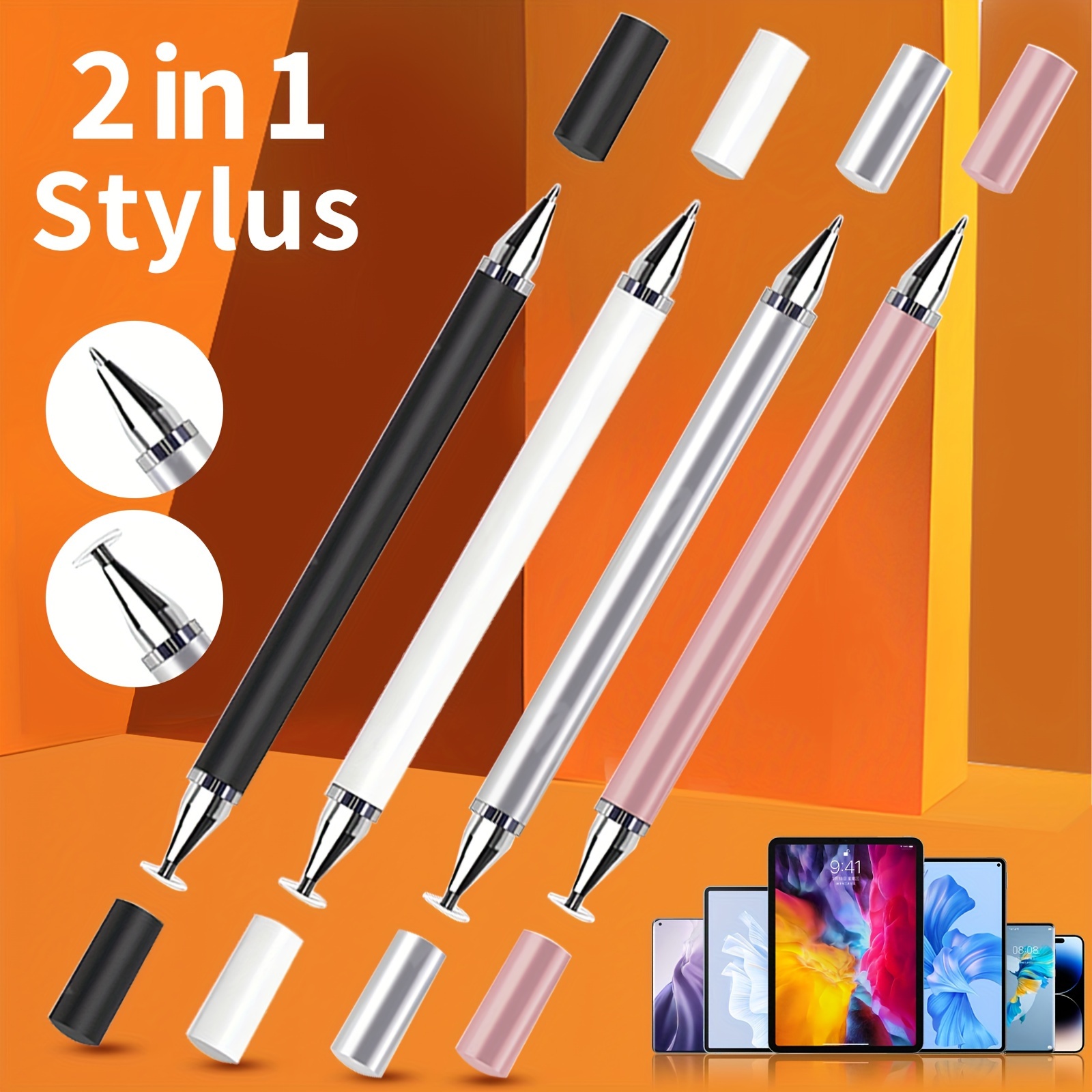 Stylus for Touch Screens (2pcs), Smallest Disc Tip Universal Touch Pen for  Apple iPad/Pro/Air/Mini/iPhone/Max/Samsung Galaxy Tablet/ Fire