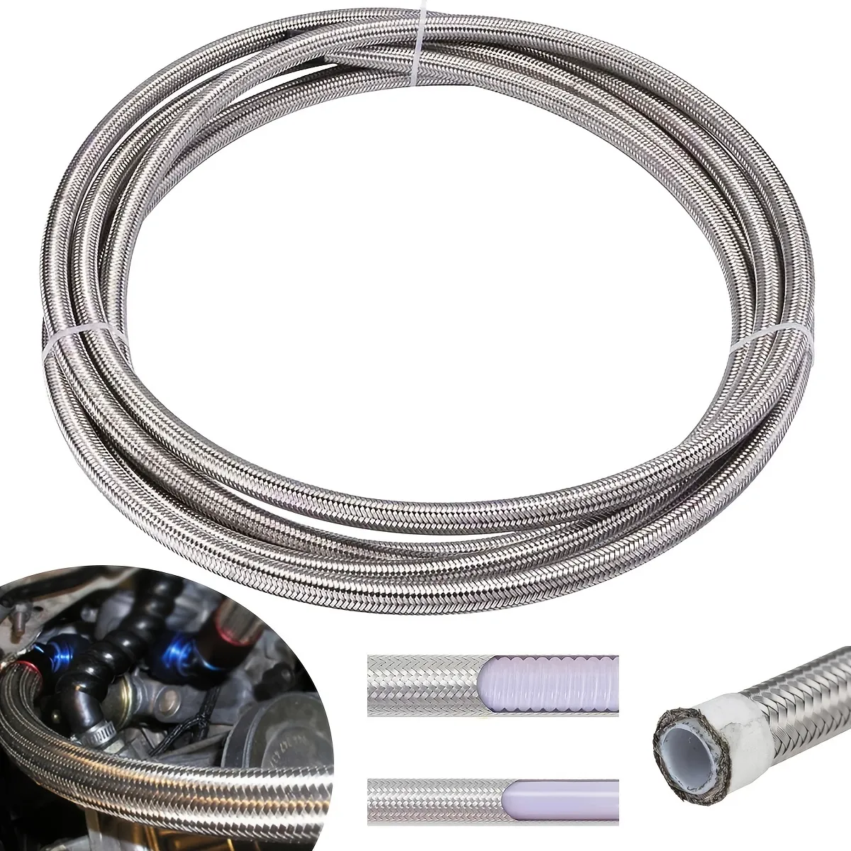 28ft 6an Fuel Line Hose An6 16 Stainless Steel Braided Fuel Hose  Durable Cpe Oil Gas Cooler Hose Cpe Tube Oil Fuel Gas Hose Transmission  Cooler High-quality  Affordable Temu
