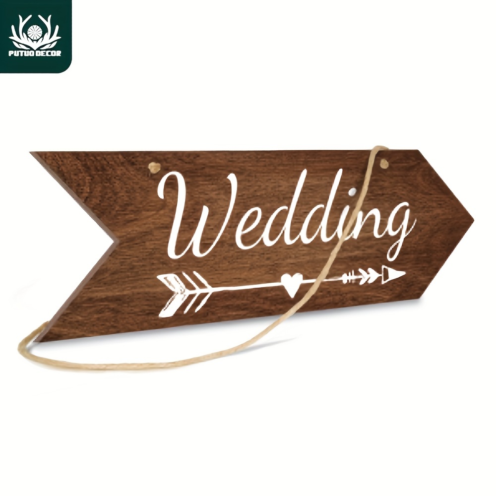 

1pc, Wedding Sign Wooden Hanging, Arrow Wood Plaque Wall Art For Yard Home Door Patio Decoration Gift, 3.1x10inches