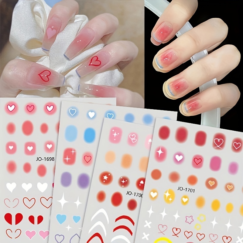 2sheets Geometric Pattern French Tip Nail Stickers French Nail Art