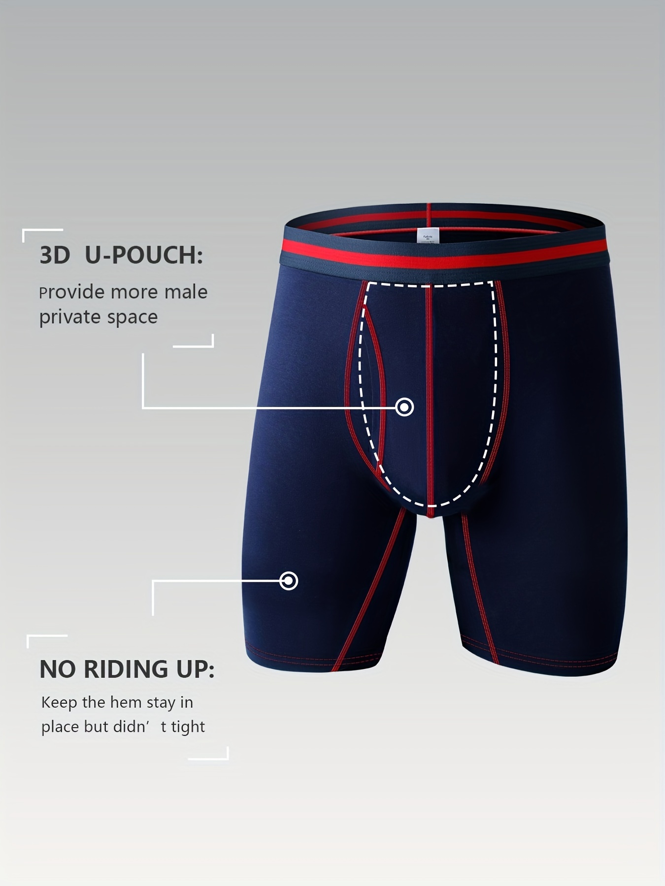 Men's Long Leg Boxer Shorts Briefs Pouch Sports Underpants - Temu