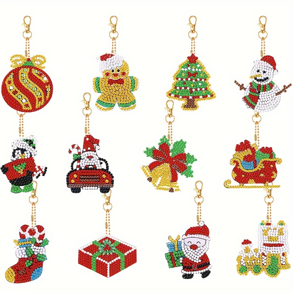 Vintage Christmas Tree Diamond Painting Keychains Double - Temu