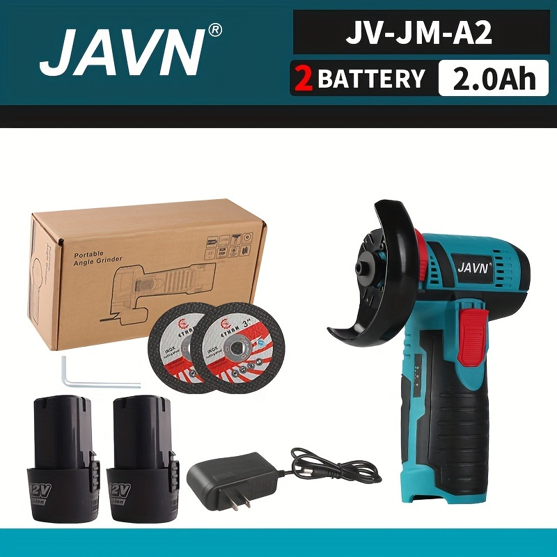 1 set javn 12v angle grinder 19500rpm electric polishing grinding machine mini cordless lithium battery power tool kit