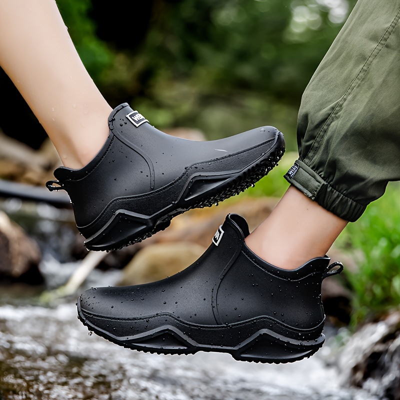 Tejiojio Fall Clearance Men Short Tube Non-Slip Waterproof Shoes Rain Boots  Plush Warm Fishing Shoes 