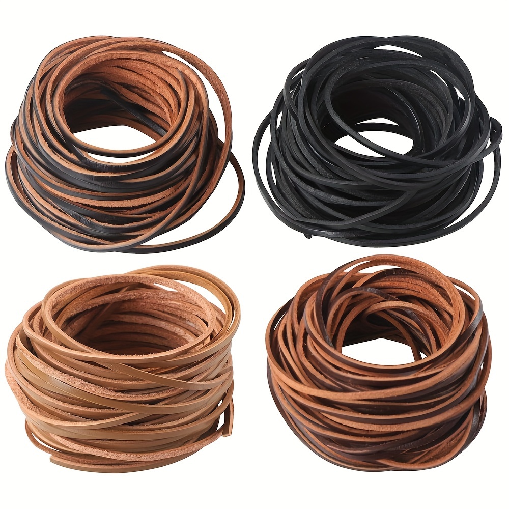 Cuerda de cuero genuino de 21 yardas, cuerda plana de cuero trenzado para  hacer joyas, collares, pulseras, cordones de zapatos, correas de bolsa, –  Yaxa Colombia