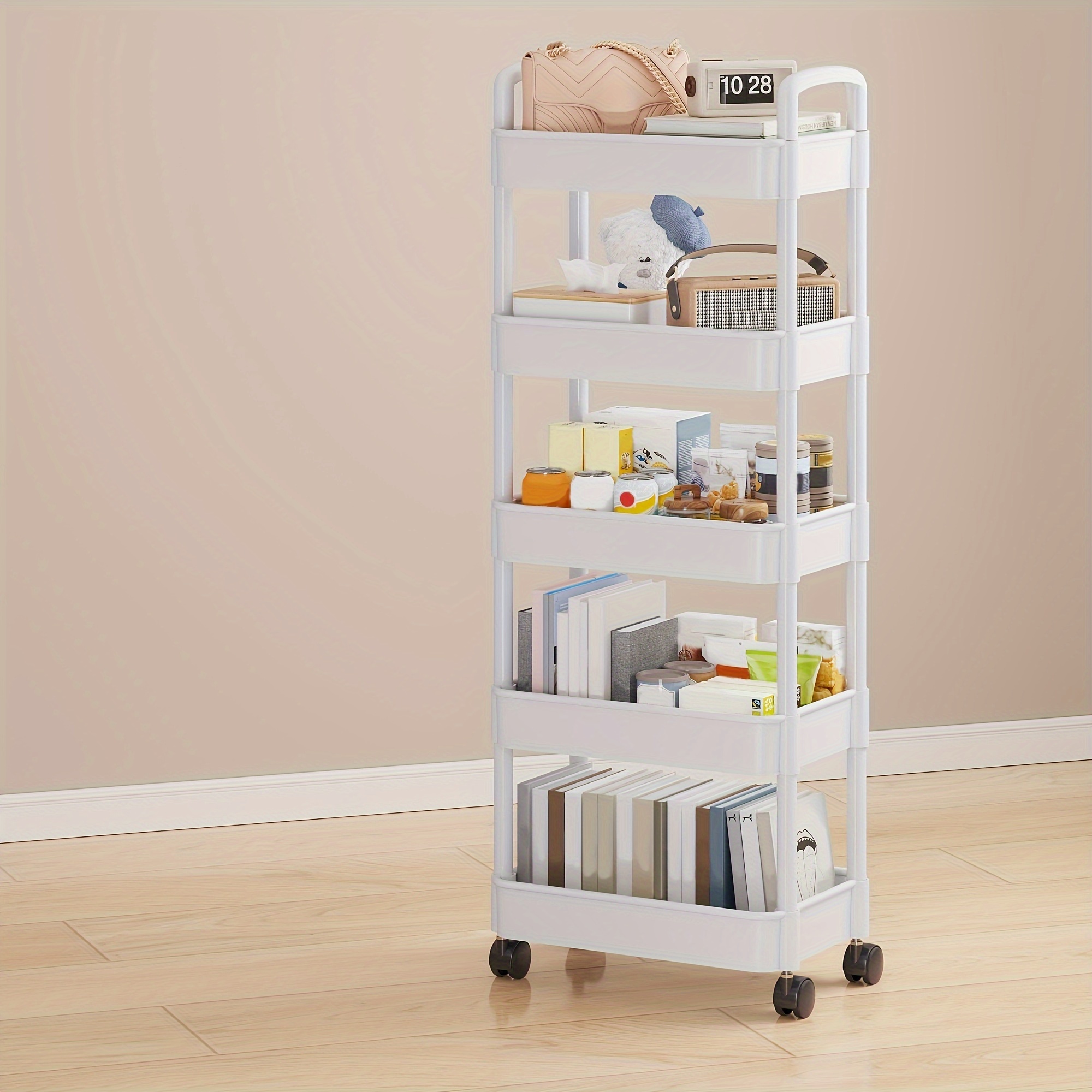 3-tier Cart Shelf, Shelf With Handles, Mobile Snack Cart For Kitchen,  Toilet, Office, Multi-tier Multifunctional Bedroom Bedside Storage Rack -  Temu