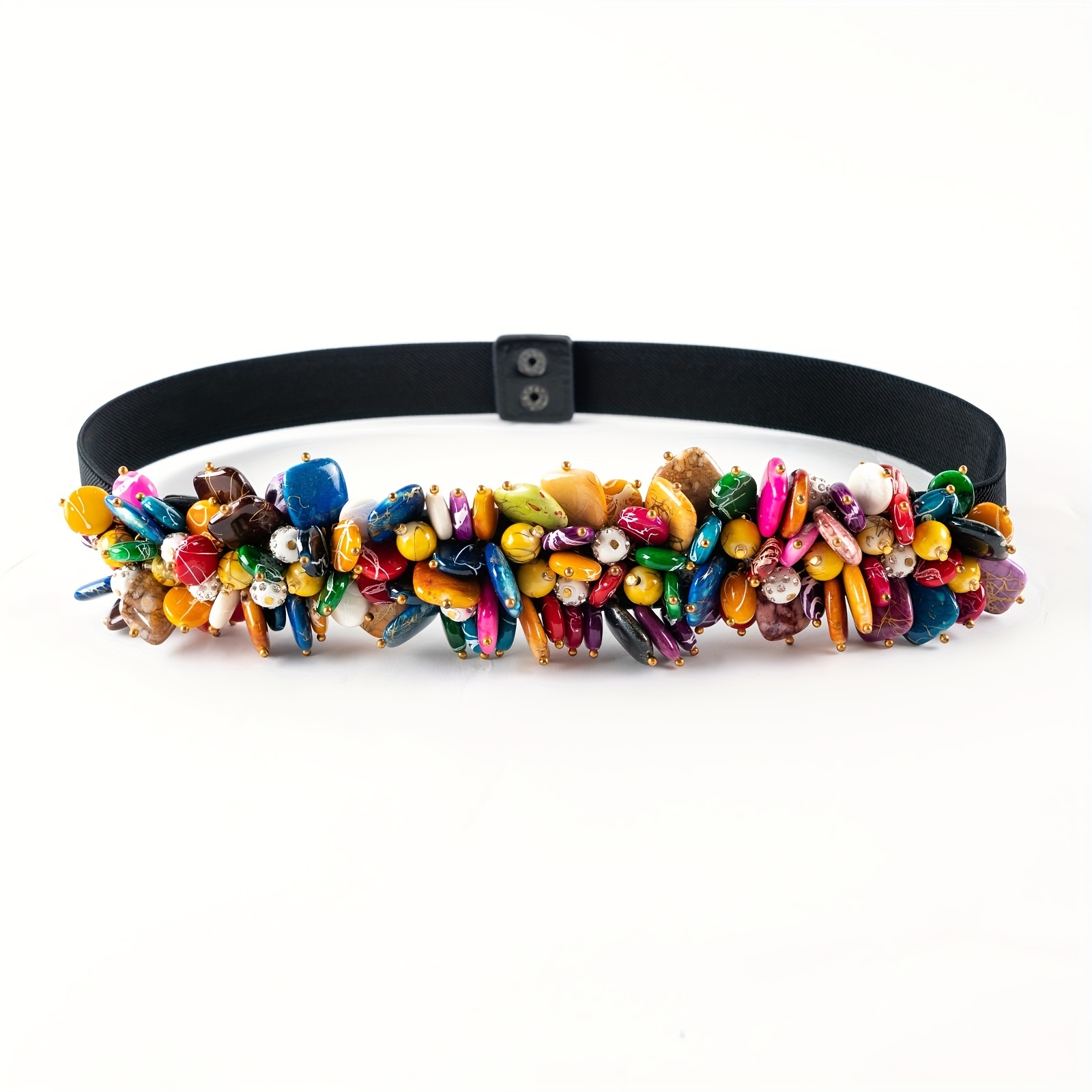 Hand-Beaded Multicolor Women\'s Waist Belt Polychrome Hand-Tooled Seed Bead Western Belt by Myra Bag  main image 4
