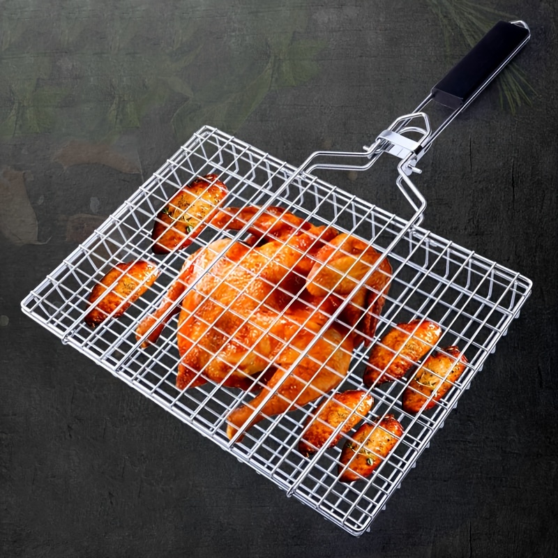 1set Stainless Steel Barbecue Net Grill Fish Clip Commercial Grid Outdoor  Supplies Barbecue Special Tools Supplies Barbecue Suitable For RV Outdoor Ca