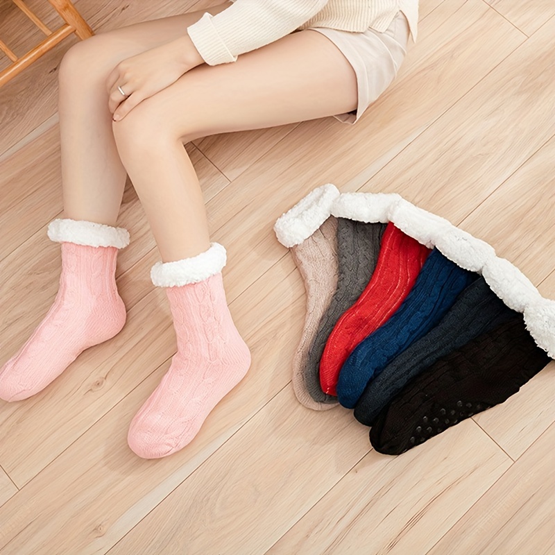 Indoor Floor Socks For Women Men Winter Warmer Thicken Non-slip Unisex Soft  Home Room Short Shoes Fashion Solid Floor Socks